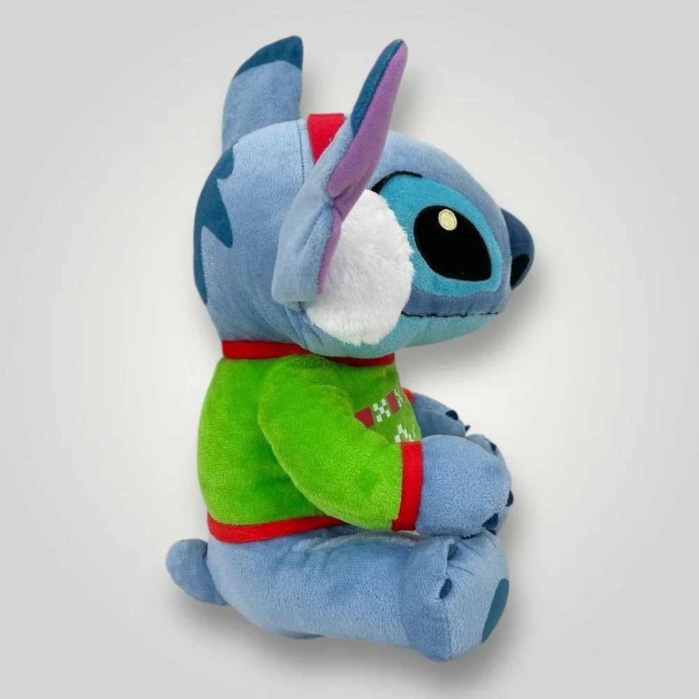 Disney Store Stitch Plush 12 Inch Green Holiday Sweater Christmas Stuffed Toy‎